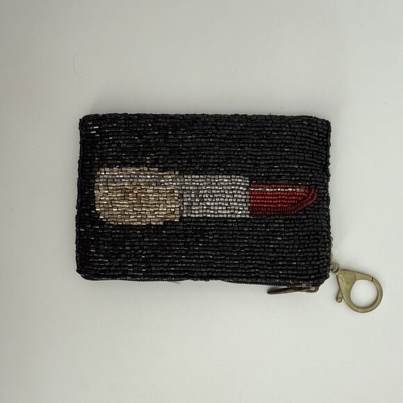 Mary Frances Touch Up Lipstick Beaded Pouch Coin Purse Designer - Picture 2 of 9